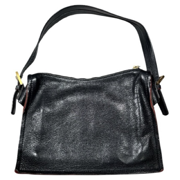 Bally Leather Shoulder Bag Black with Red Suede Interior - Picture 2 of 16